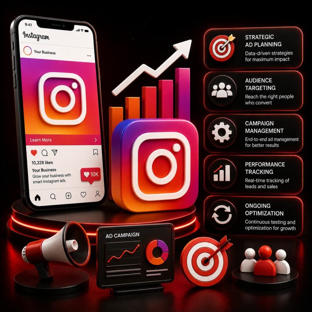 Instagram Ads Management USA – campaign strategy, audience targeting, and performance tracking dashboard