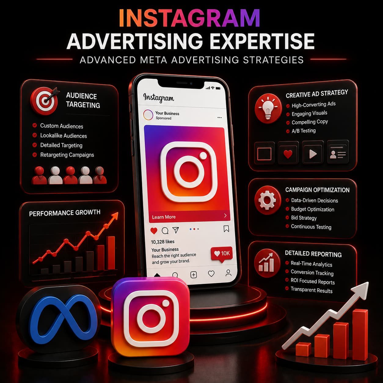 Instagram Advertising Expertise – audience targeting, creative ad strategy, and performance growth analytics