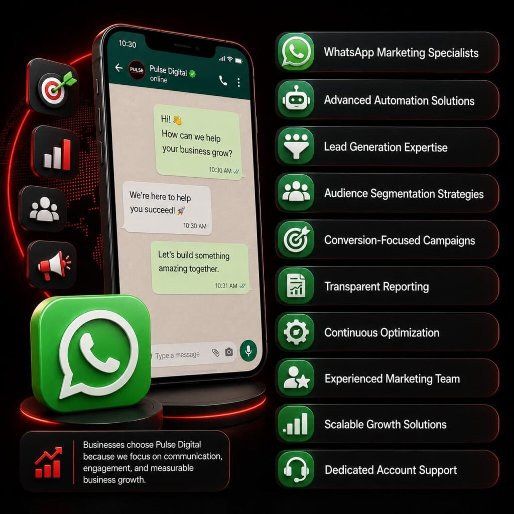 Why Choose Pulse Digital – WhatsApp marketing specialists delivering automation, lead generation, and transparent reporting