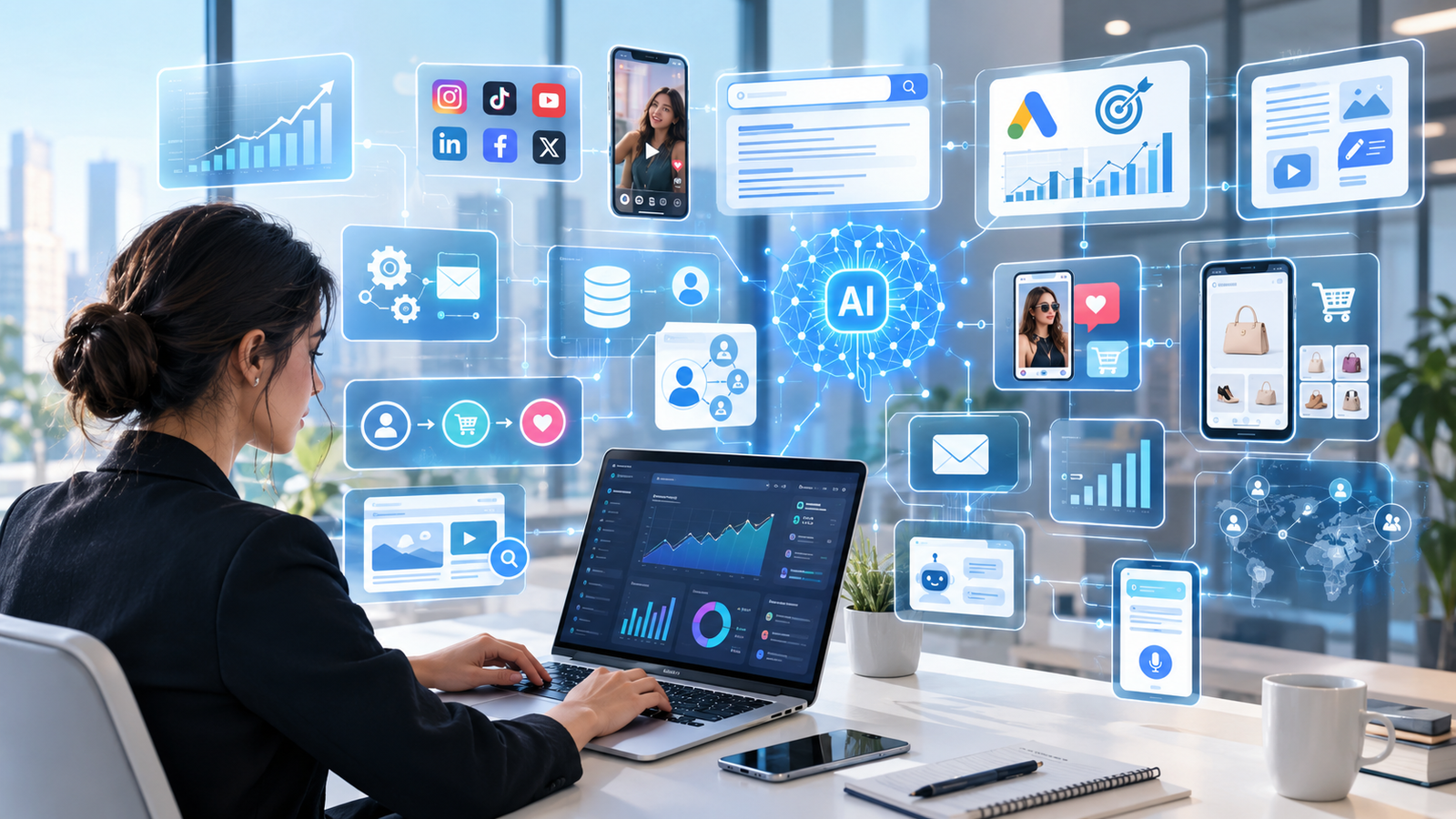 Digital marketing trends 2026 including AI, social media and online marketing