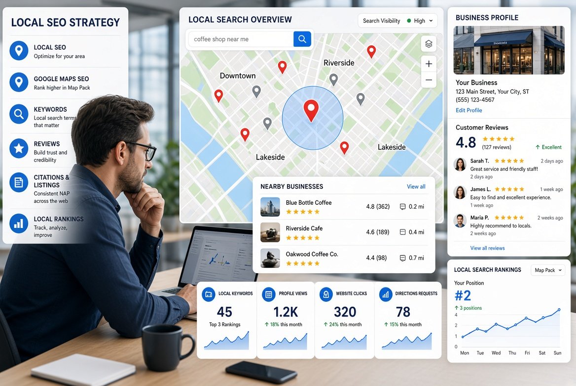 Local SEO strategy for improving local search visibility
