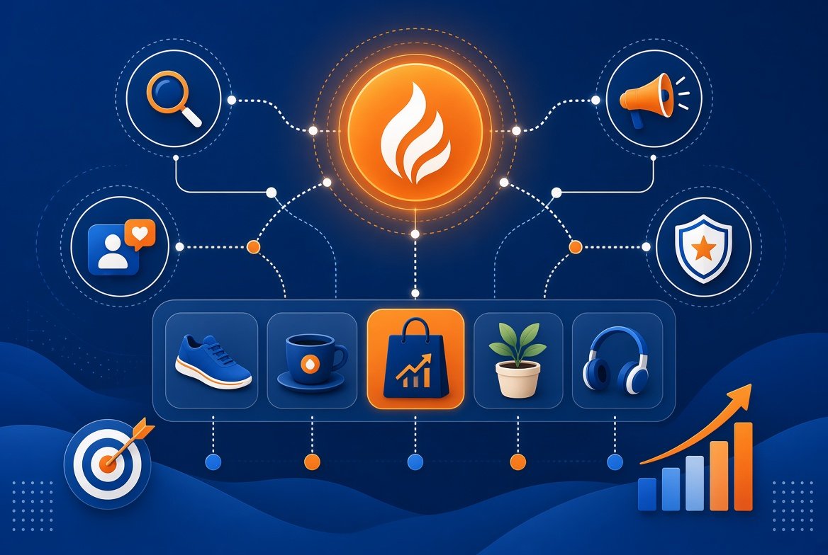 Digital marketing strategy in competitive environment showing brand growth across channels